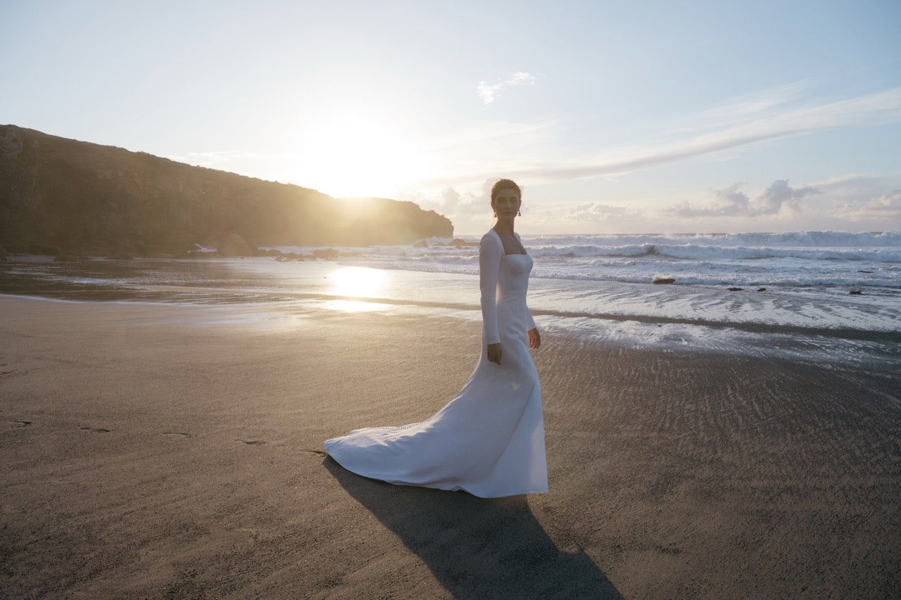 Fit and Flare Wedding Dress on Model
