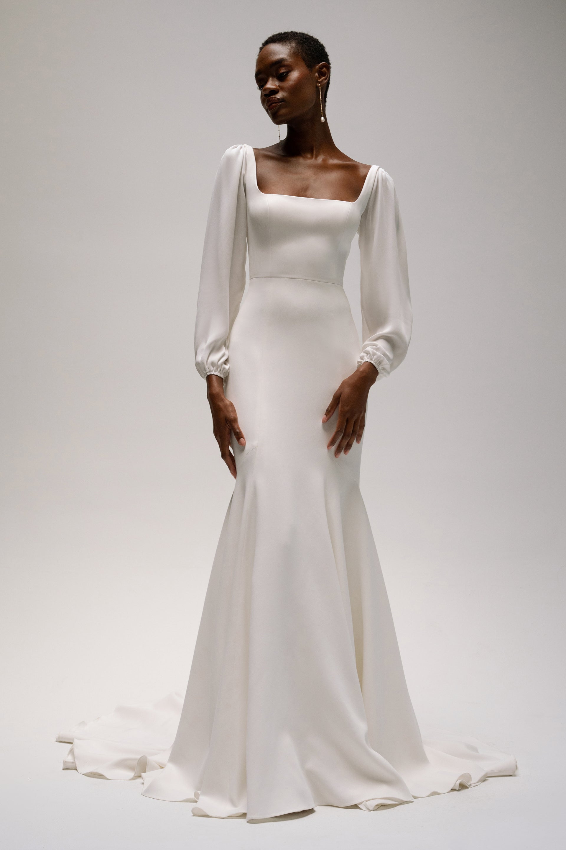 bridal dress long sleeve Bridal dress chiffon | Long sleeve boho wedding dresses main image 0