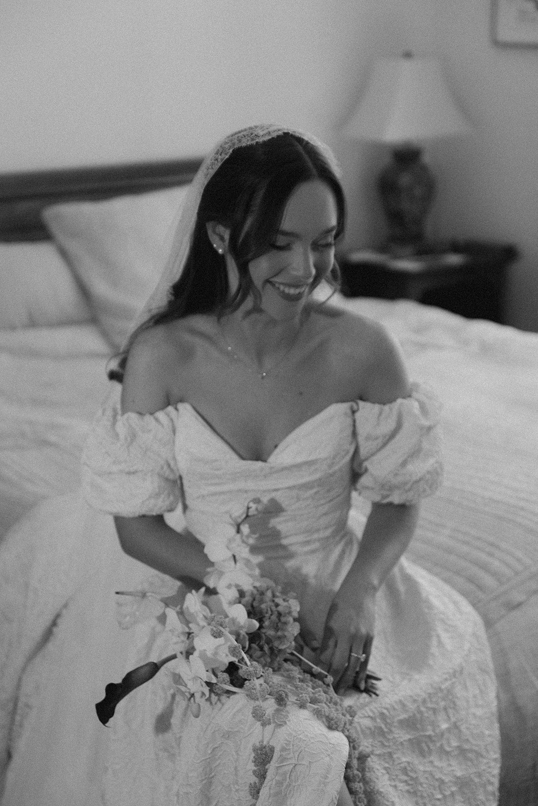 Real Bride's Modern Outdoor Wedding in the A-Line, convertible off-shoulder sleeves, Beau Bridal Gown