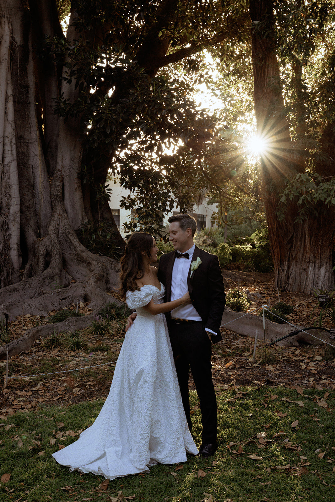 Real Bride's Modern Outdoor Wedding in the A-Line, convertible off-shoulder sleeves, Beau Bridal Gown