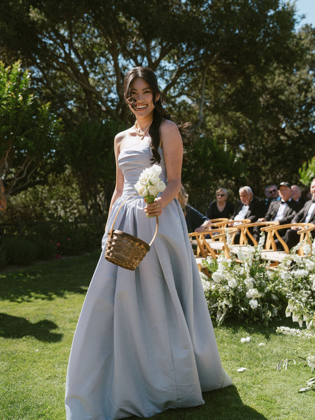 Real Bridesmaids in Taffeta Floral and Blue Mismatched Dresses