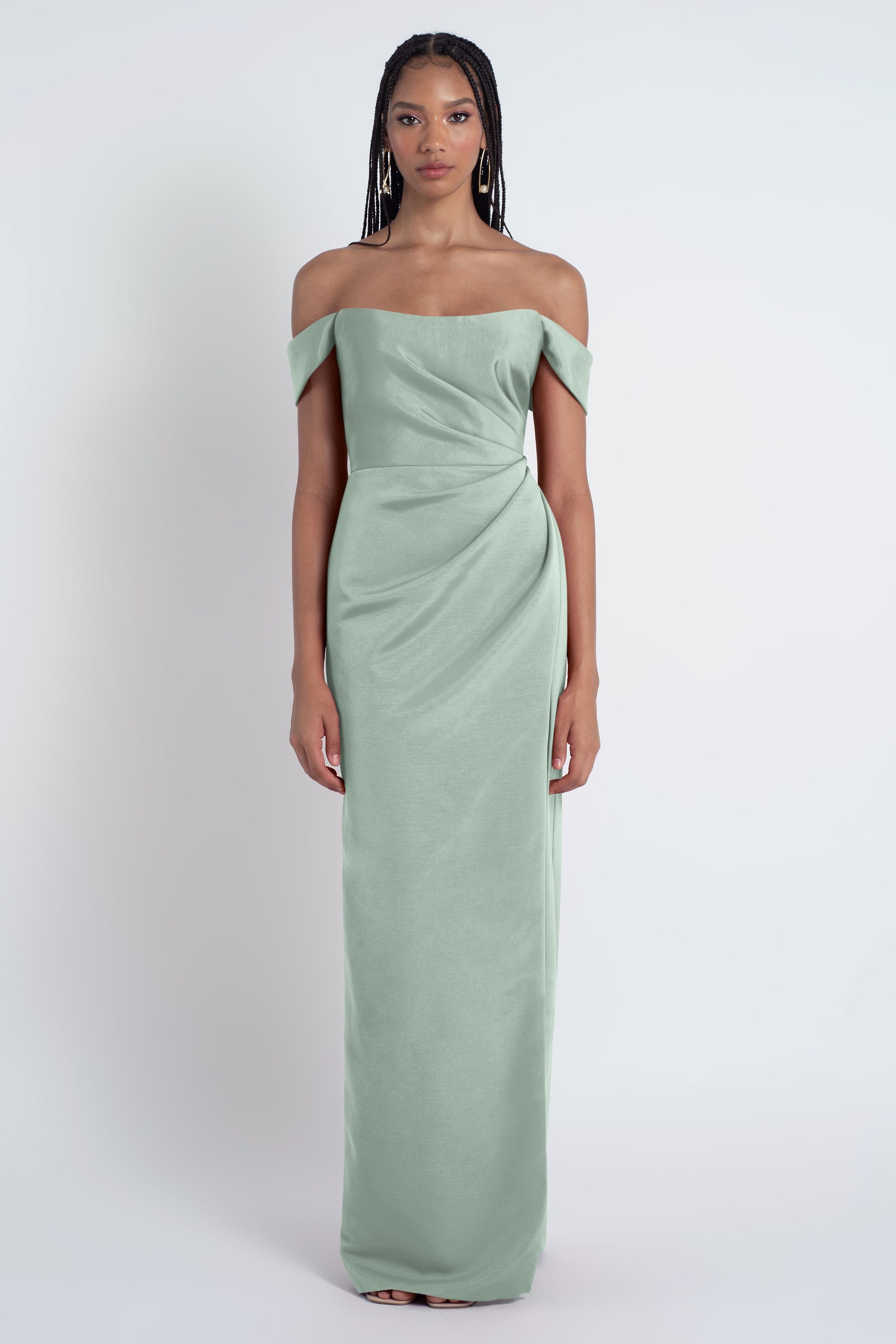 waverly satin dress Theia Waverly Satin Flutter-Sleeve Gown