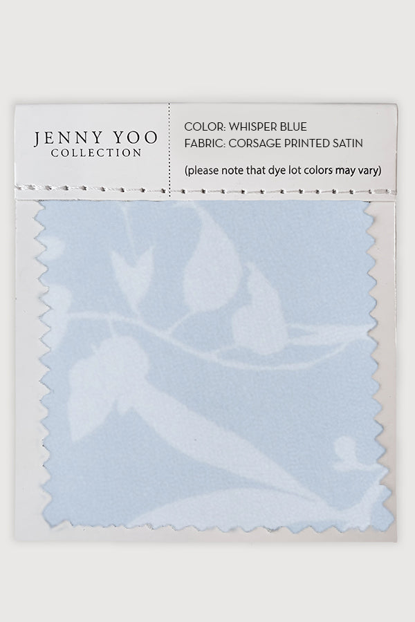 Web Shop Swatches Print Corsage Printed Satin Whisper Blue