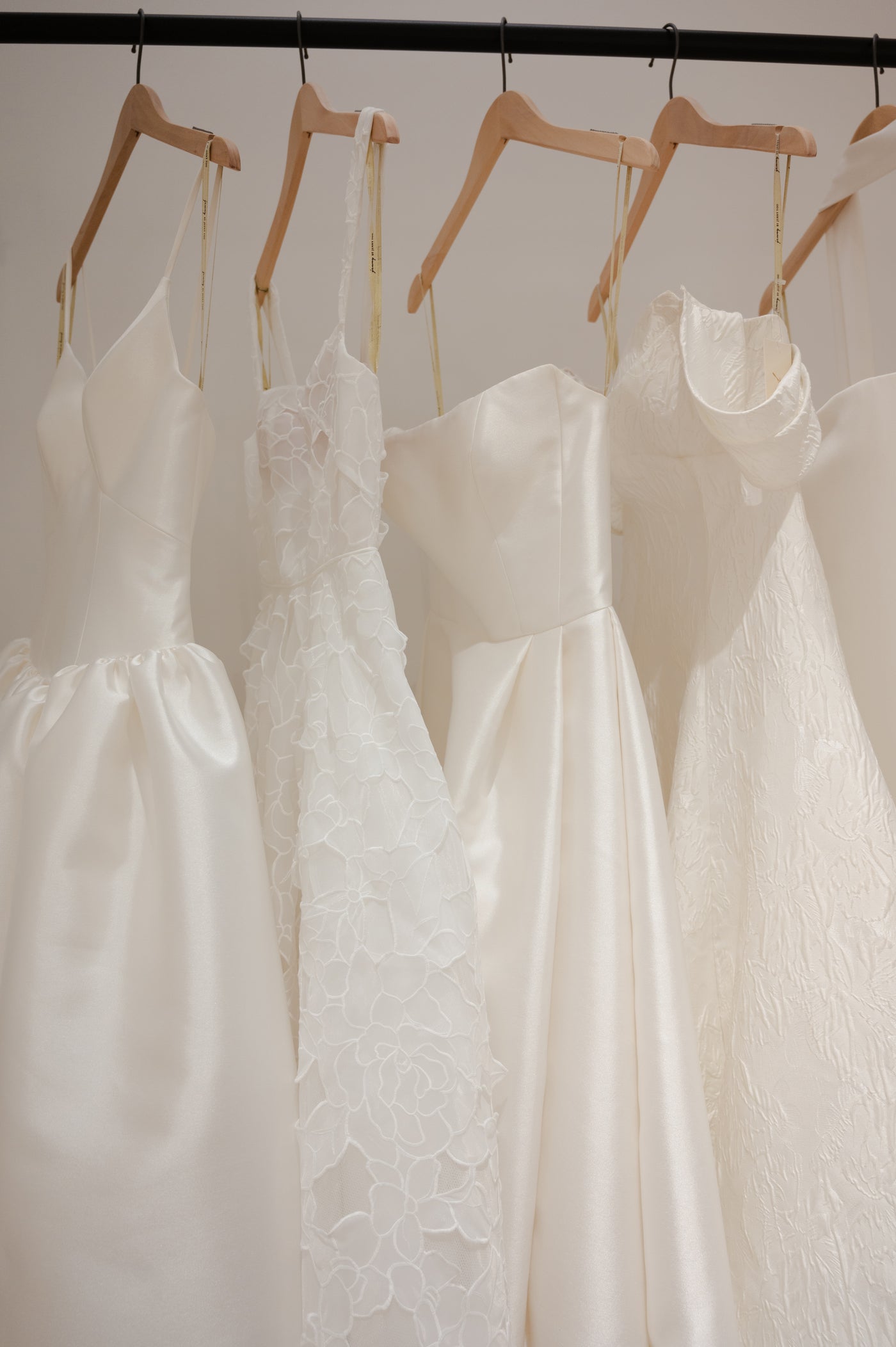 Wedding gowns on rack