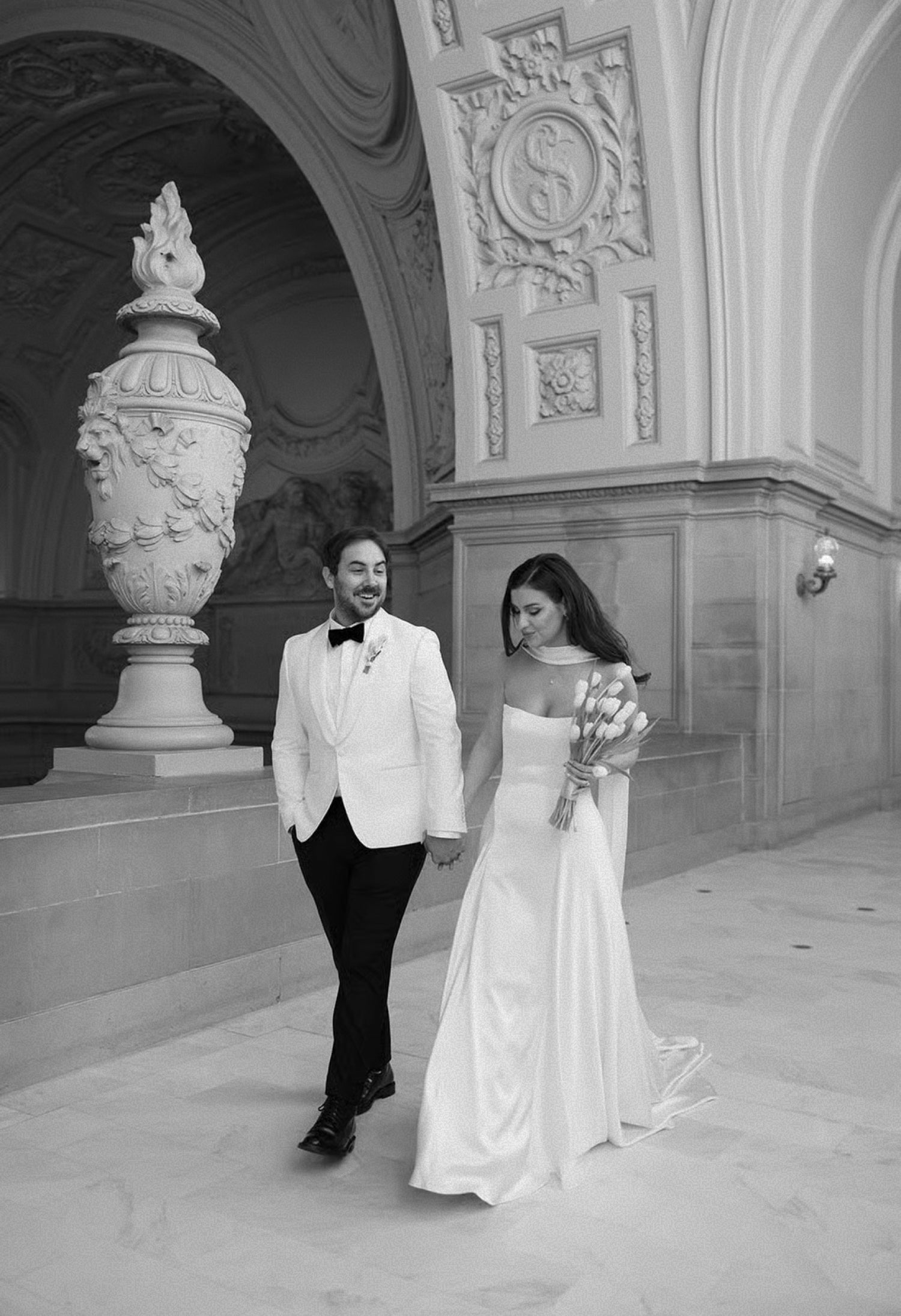 Subtle Drop Waist Addilyn bridal gown on Bride, Ingrid -- Left 2