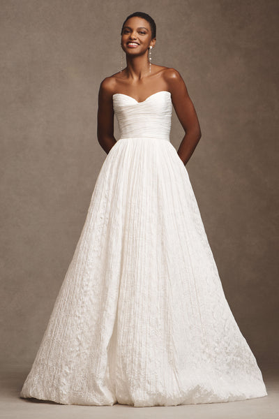 jenny yoo wedding dress Rose Pearl Bridal House Modern details elevate and update the otherwise timeless silhouette of the Olivia gown Laurel Jenny Yoo
