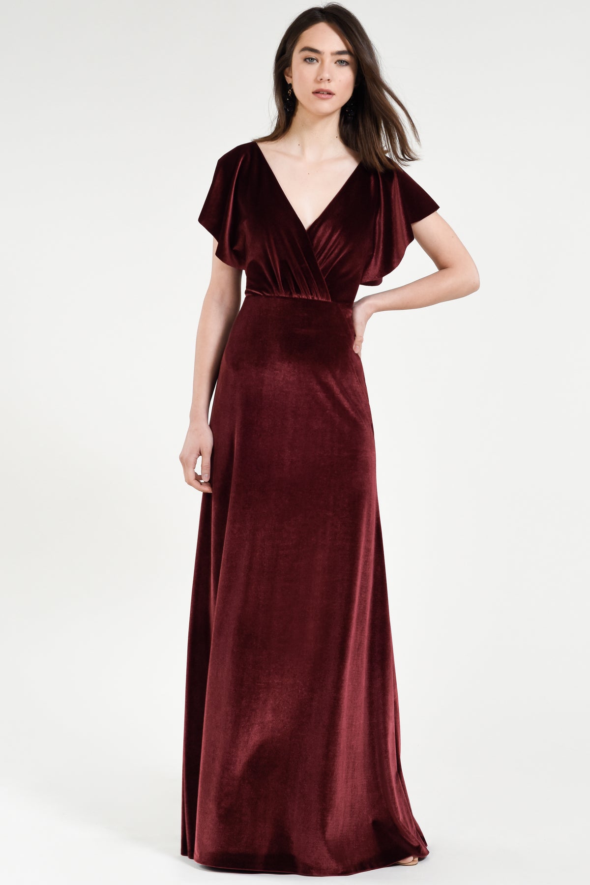 Ellis Dark Berry Jenny Yoo Red Velvet Bridesmaid Dress