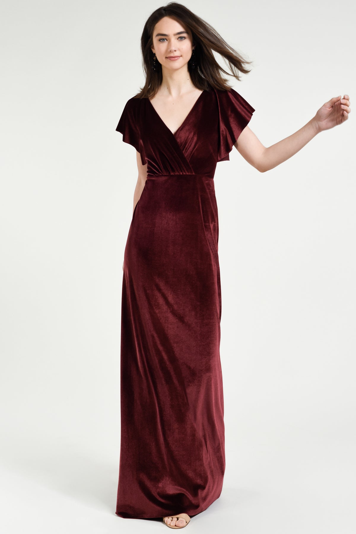 Ellis Dark Berry Jenny Yoo Red Velvet Bridesmaid Dress