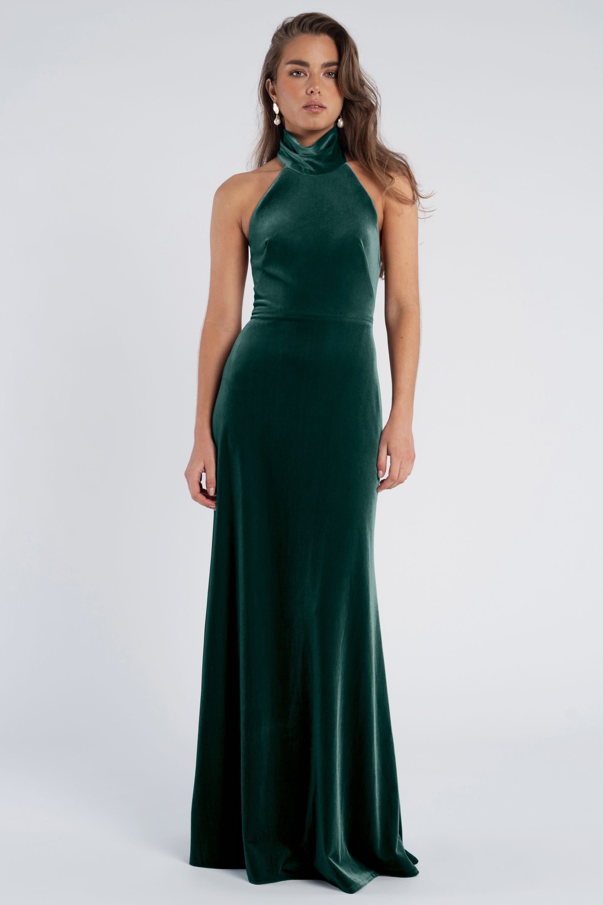 velvet dress emerald green Velvet dress in emerald green main image 1